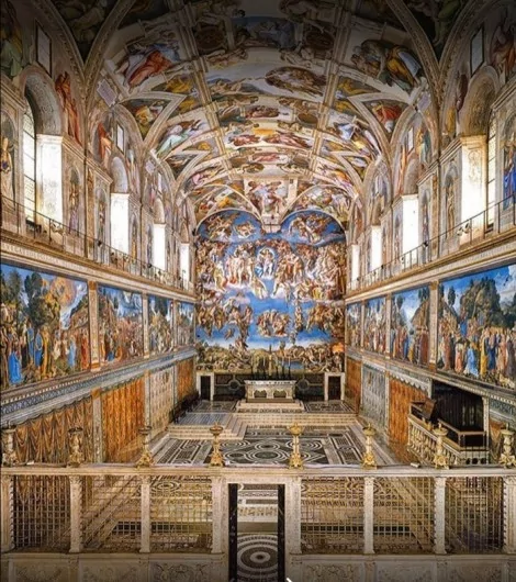 Teto da Capela Cistina pintado com O Juízo Final mede 13,7 m x 12,2 m (CRÉDITO: REPRODUÇÃO)