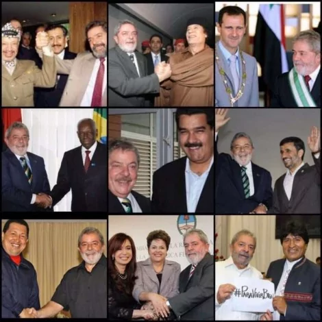 Lula em diversos momentos com ditadores de outros países (CRÉDITO: REPRODUÇÃO)