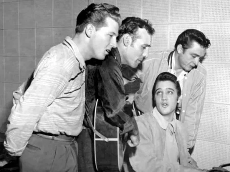 O Quarteto de um milhão de dólares formado por Elvis, Jerry Lee Lewis, Carl Perkins e Johnny Cash(CRÉDITO: REPRODUÇÃO)